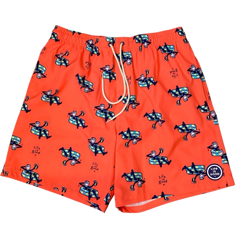 Life Is Good Floatie‎ Print Boardshorts Mango Orange, Medium